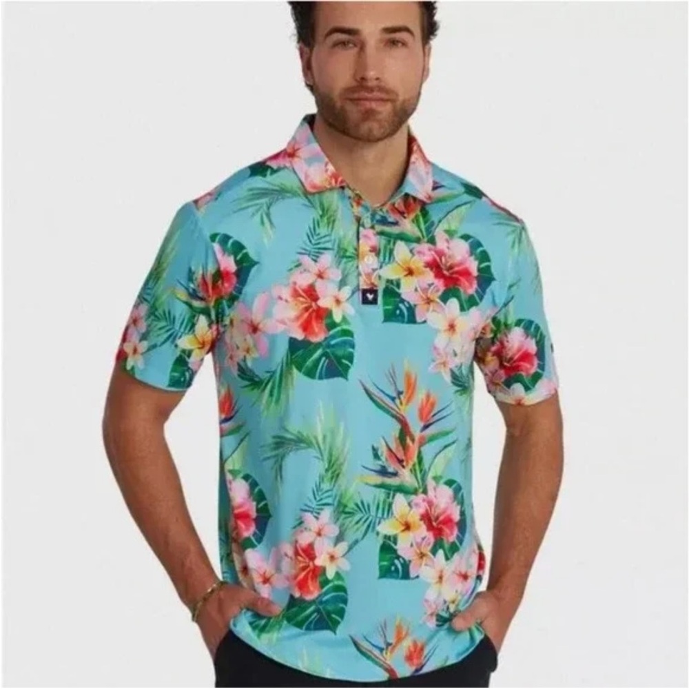 Bad Birdie Tropics Polo Golf Shirt TPC Traviso Bay Logo Size Medium